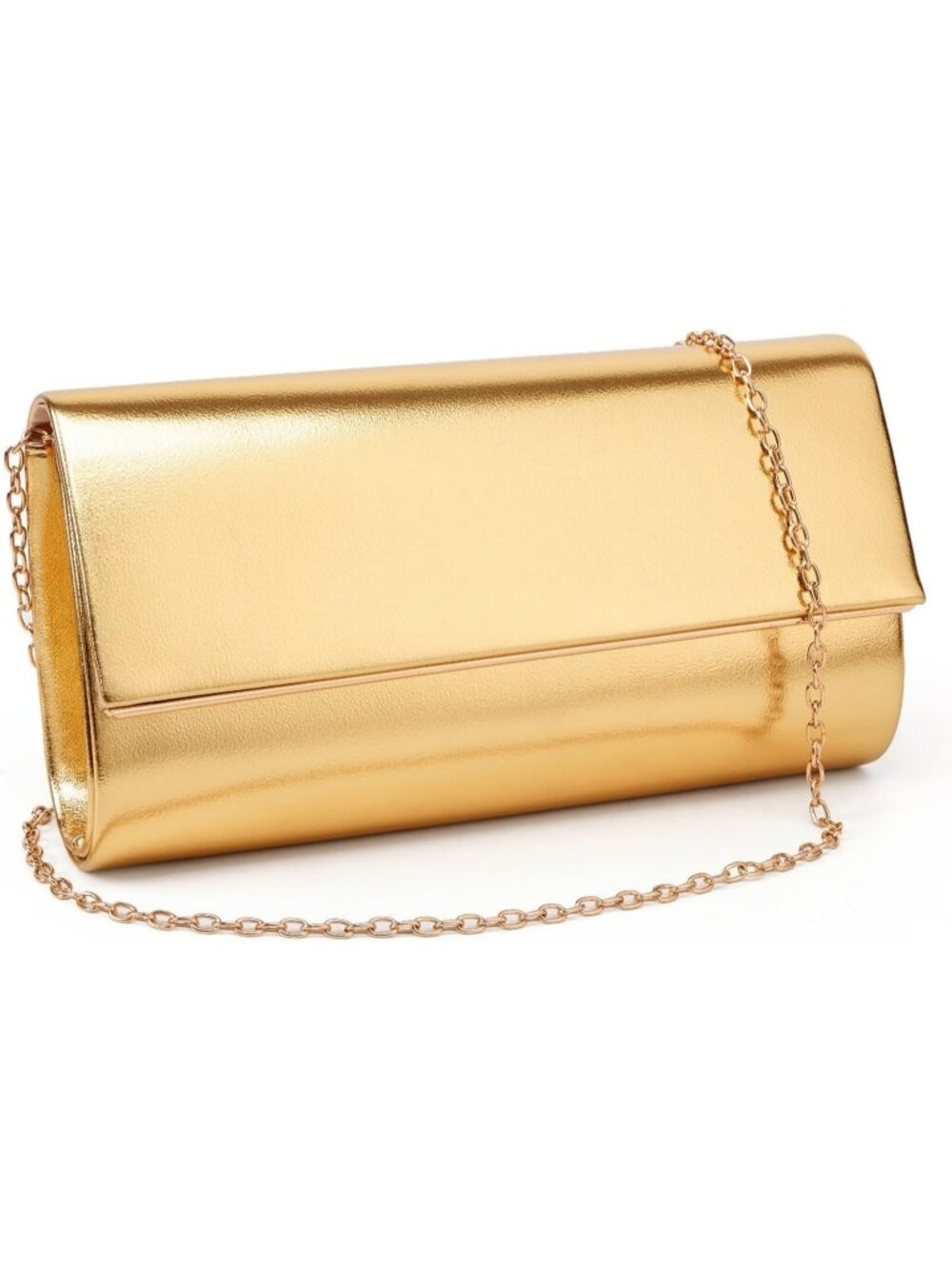 Women Metallic Vegan Leather Clutch Crossbody Wedding Bridal Purse Evening Bag